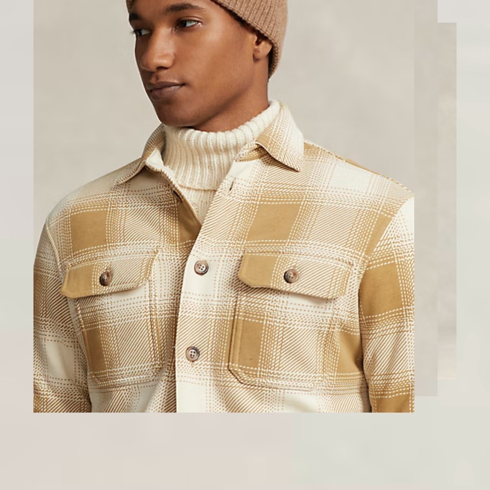 Ralph Lauren Tan Checkered Shirt Jacket